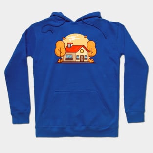 Autumn House with Trees Cartoon Vector Icon Illustration Hoodie